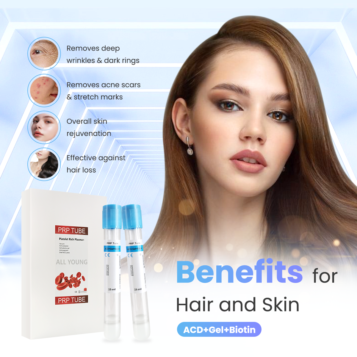 Professional PRP Kit ACD+Gel +Biotin 15ml PRP Tube and Syring Needle Set