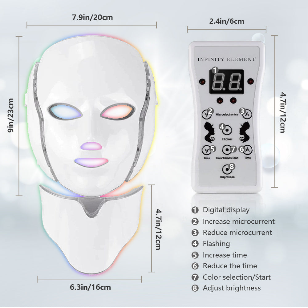 LED Face Mask 7 Color Light Therapy Skin Care Mask for Face and Neck both Beauty Salons