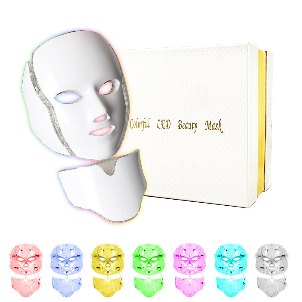 LED Face Mask 7 Color Light Therapy Skin Care Mask for Face and Neck both Beauty Salons