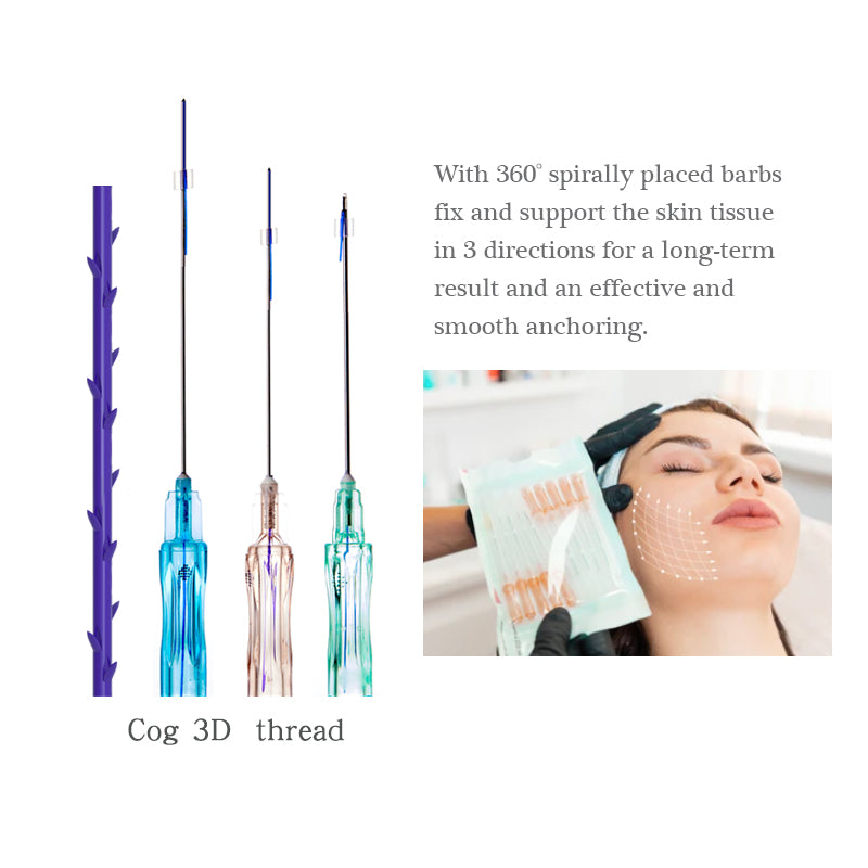 PDO Spiculated Cog Thread for Nasolabial Fold Jawline Cheek Chin Face Lifting