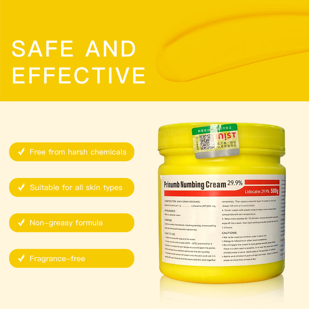 Prinumb Long Lasting Painless Numbing Cream for Tattoo Microbladling Waxing Piercing Injection Topical Numbing Cream