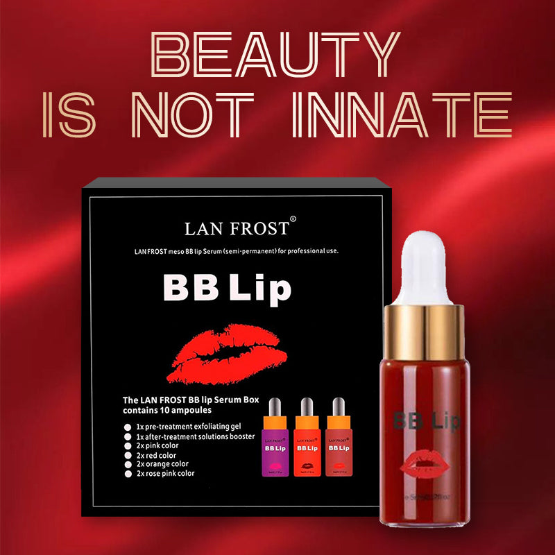 BB Lip Semi Permanent Lip Gloss BB Lip Serum Including 4 Colors Liquid Lip Pigments, Exfoliating Gel and Booster
