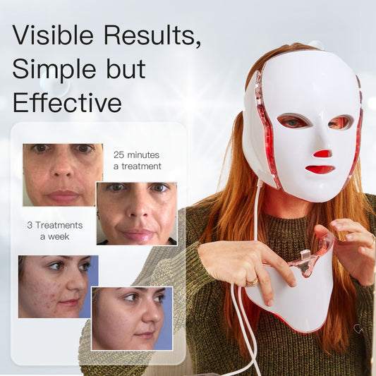 LED Face Mask 7 Color Light Therapy Skin Care Mask for Face and Neck both Beauty Salons and Home Use