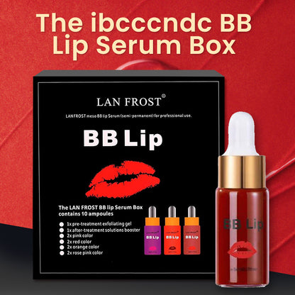 BB Lip Semi Permanent Lip Gloss BB Lip Serum Including 4 Colors Liquid Lip Pigments, Exfoliating Gel and Booster